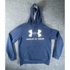 Under Armour Hoodie Men’s M Blue Fitted Lightweight Pullover Sweatshirt Logo